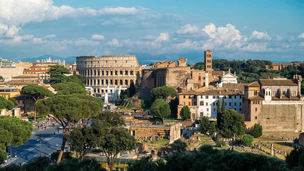 Cityscape of the Rome ancient centre, Italy