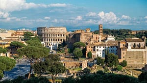 Cityscape of the Rome ancient centre, Italy